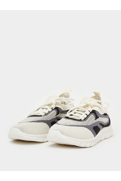Styli Colorblock Textured Breathable Lace Up Sneakers
