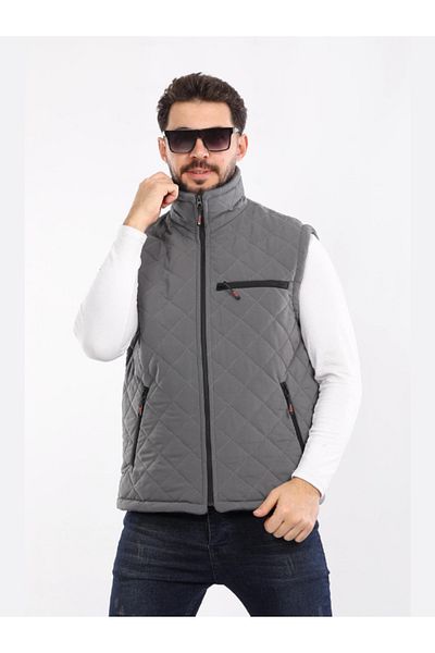 BERNEO Men's Quilted Puffer Vest with Fleece Pockets
