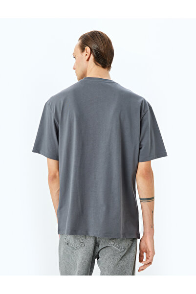 Koton Βαμβακερό μπλουζάκι με κοντό μανίκι με λαιμόκοψη