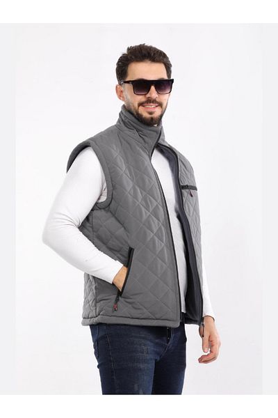 BERNEO Men's Quilted Puffer Vest with Fleece Pockets