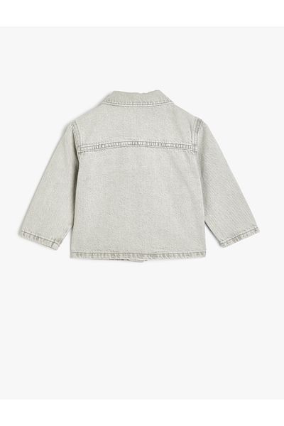 Koton Cotton Long Sleeve Denim Jacket - Pocket Detailed