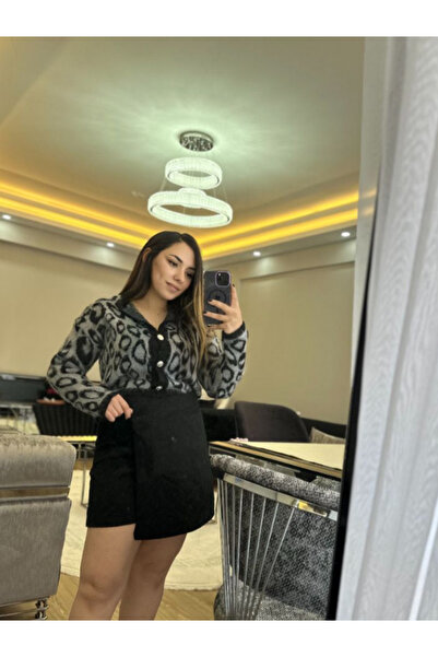 BERNEO Жіночий светр з леопардовим принтом з кашеміру