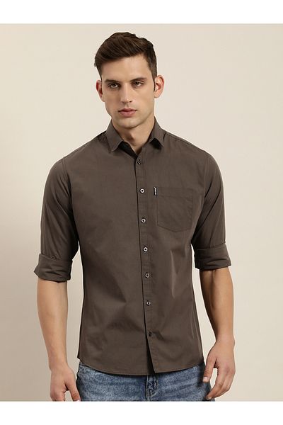 Dillinger By Styli Dillinger Men's Brown Solid Shirt