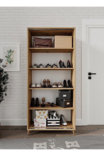 KZNMOB HOME Sürgülü Çok Amaçlı Ayakkabı Dolabı, Ayakkabılık Meşe - Tamamı 1. Kalite Mdf