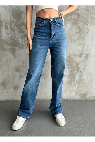 Linarose Women's Loose Fitting Pipe Leg Lycra Palazzo Jean Trousers
