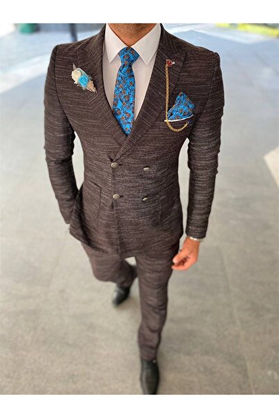 AGUSTİNİ Bordo,kruvaze Takım Elbise Sivri Yaka Slim Fit | Agustini