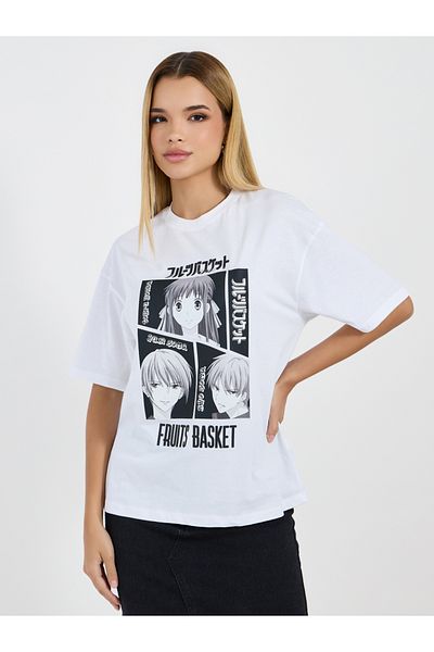 Styli Graphic Print Round Neck Oversized T-shirt