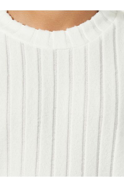 Styli Patch Work Detail Long Sleeves Rib Knit Top