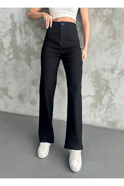 Linarose Women's Loose Fitting Pipe Leg Lycra Palazzo Jean Trousers