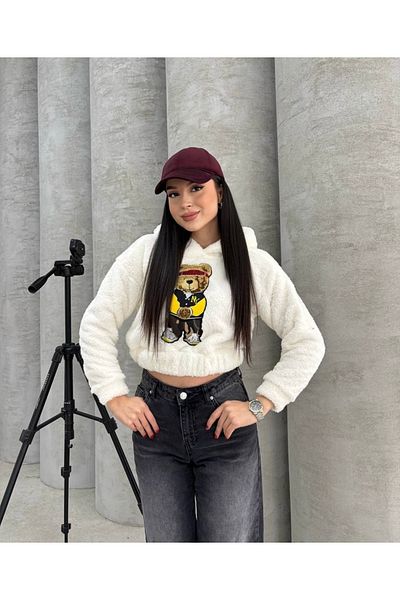 İLKCET MODA Суитшърт с качулка и бродерия с мече