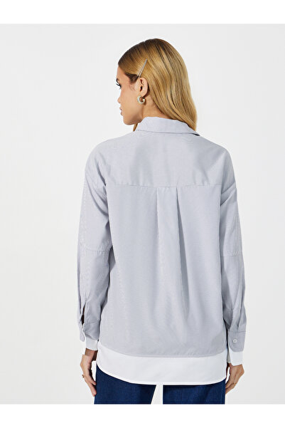 Styli Striped Collared Shirt with Contrast Detail at The Bottom