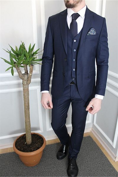 AGUSTİNİ Medium Tone Navy Blue Vest Suit |   Agustini