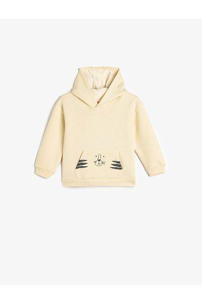 Koton Kangaroo Pocket Hooded Printed Baby Sweatshirt