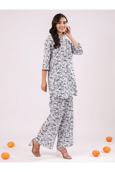 Sanskrutihomes By Styli All Over Print Longline Top & Pants Co-Ords