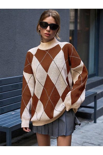 OPENEX Pulover de damă din tricotaje cu model Argyle