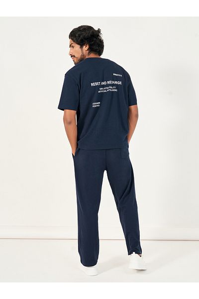 Styli Back Print Oversized T-Shirt & Open Hem Joggers Interlock Co-Ords