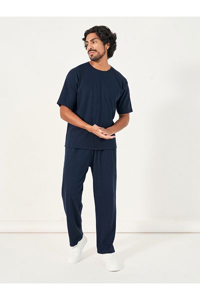 Styli Back Print Oversized T-Shirt & Open Hem Joggers Interlock Co-Ords