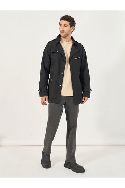 Styli Chunky Button Detail Trench Coat with Slip Pockets