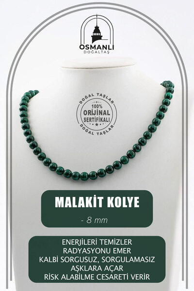 OSMANLI DOĞAL TAŞ Malakit 8 Mm Dizi Doğal Taş Kolye
