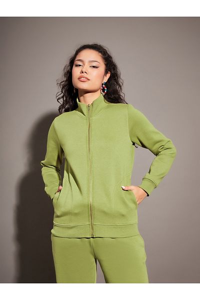 Sassafras By Styli High Neck Fleece Zipper Jacket