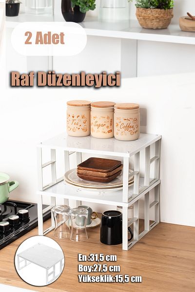 Porsima ORG-01 Οργανωτής 2 τεμαχίων στο ντουλάπι - Πιάτο ράφι και γυάλινο ράφι