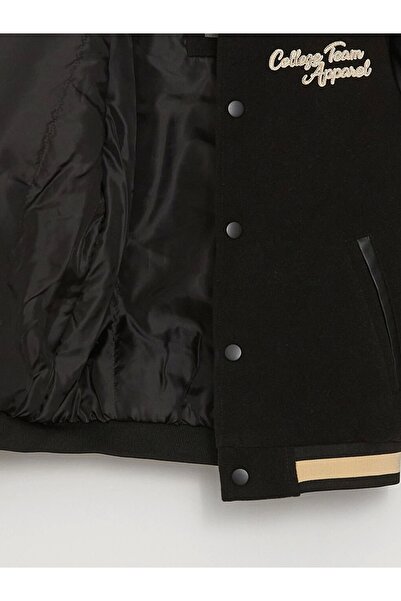 LC Waikiki Чорне пальто для хлопчиків з вишитим коміром з коледжу Lcw Kids