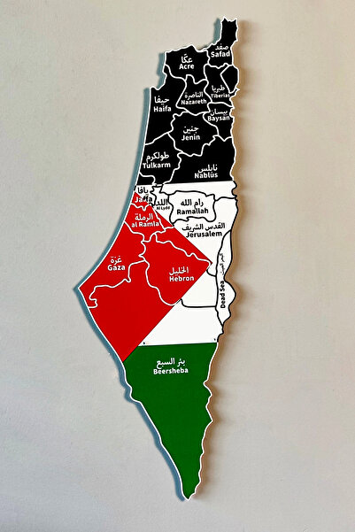 Colorfull Worlds 3D Metal Palestine Map 90X32 - Metal Palestine - Islamic Wall Art Home Office Mosque Decor