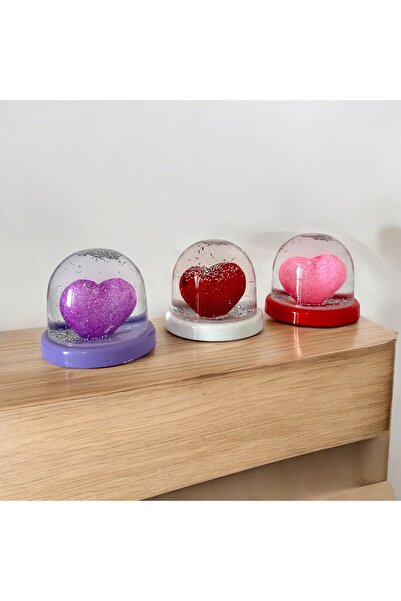 KıtayGroup Sim Kalpli Kar Küresi Simli BÜYÜK Boy 1 Adet Asorti