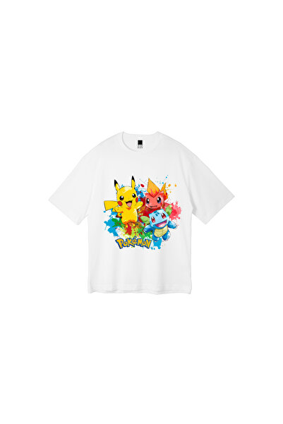 Zec Style Pokemon Pikachu Pikaçu Siyah Tişört Tişört Oversize T-shirt Unisex