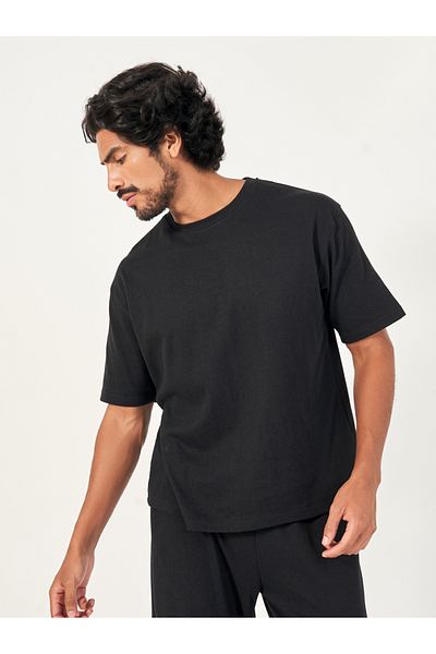 Styli Back Print Oversized T-Shirt & Open Hem Joggers Interlock Co-Ords