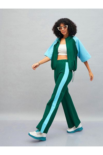 Sassafras By Styli Color Block High Neck Jacket with Toggle Detail