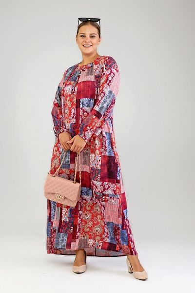 Ferace Rochie Hijab Viscoza Rosie Claret - Femei Marime Plus