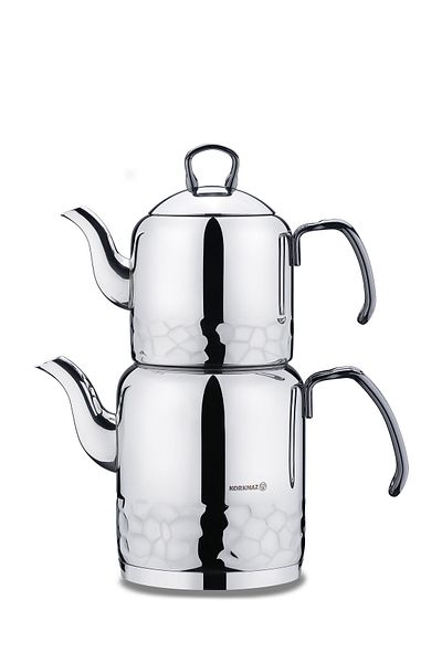 KORKMAZ Erna Stainless Steel Teapot Set With A Distinctive Design, Capacity Of 1.2 Liters. / 2.2 Liters.