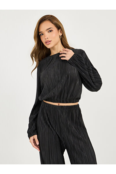 Styli Plisse Regular Fit Top & Wide Leg Pants Co-Ords