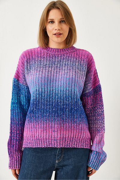 Bianco Lucci Pulover de damă cu eșarfă din tricot cu gât crew - TK 241217 60261174