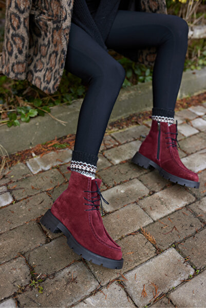 ANGELİNA JONES ATTO KADİN BORDO GERCEK SÜET BOT