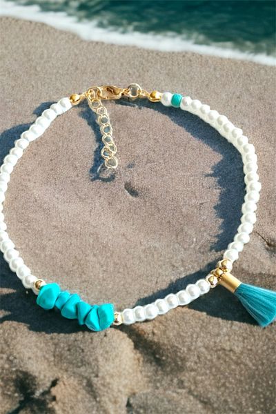 Sose Moda Turquoise Tasseled Natural Broken Stone Bracelet