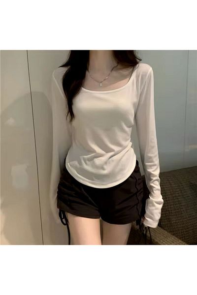 Touz Moda Basic μονόχρωμη μακρυμάνικη μπλούζα Crop Body