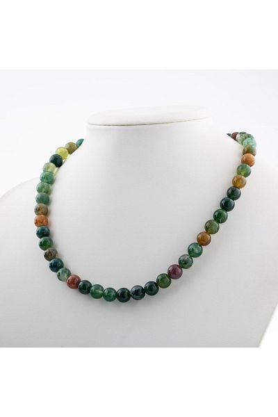 OSMANLI DOĞAL TAŞ 8 Mm String Indian Agate Natural Stone Necklace