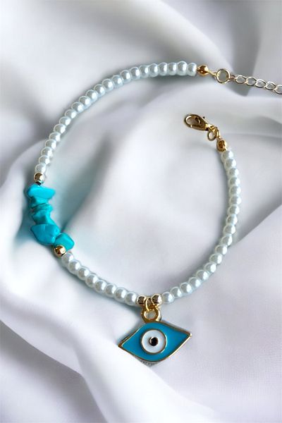 Sose Moda Turquoise Eye Detailed Broken Natural Stone Bracelet