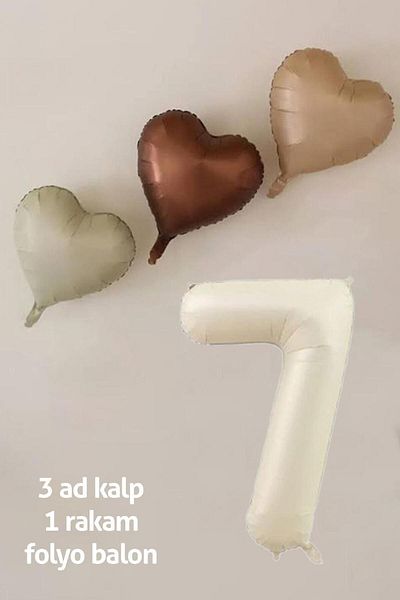 TATLI GÜNLER Retro Pastel Party Balloon Set for 7 Years Birthday - 3 Pcs Cream Foil Balloon, 7 Figures