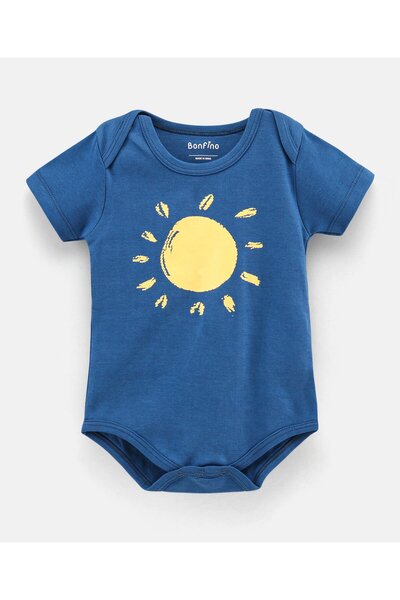 Bonfino - Pack of 3 Printed Onesies - Blue