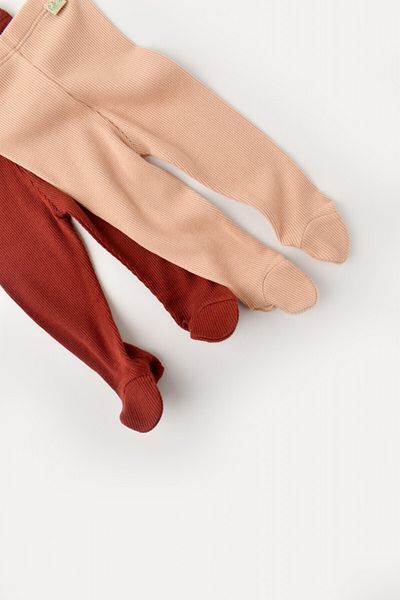 BabyCosy Set 2 pantaloni cu botosei bebe unisex - Caramiziu/Somon, BabyCosy, 6-9 luni