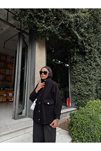 Melike Tatar ΜΑΥΡΟ Snap Detailed Coat 32-2228