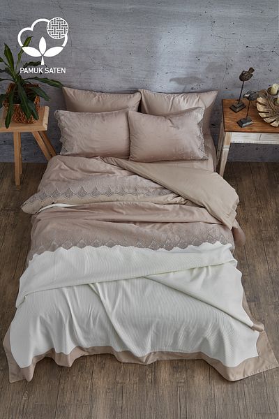 Nazik Home إيما لاسي - طقم غطاء لحاف وغطاء لحاف مزدوج مكون من 7 قطع
