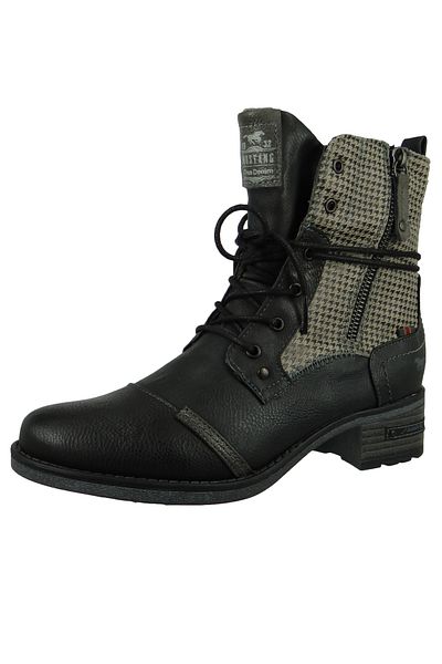Mustang Damen Sportliche Stiefelette Winterschuhe 1229510 Schwarz 9 schwarz Lederimitat/ Textil
