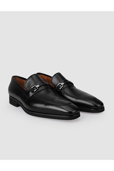 Cabani 100% Genuine Leather Black Buckle Men's Classic Shoes