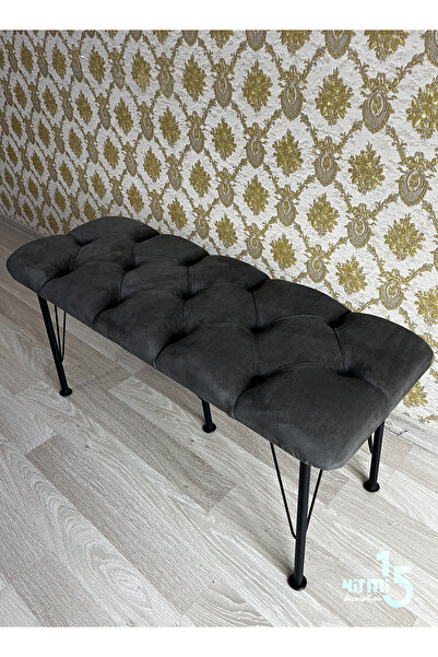 Yirmi15 Metal Ayaklı Füme Bench Babyface Puf & Bench Koyu Füme