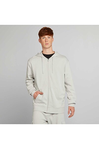 KIABI Lightweight zip-up hooded sweatshirt GREY