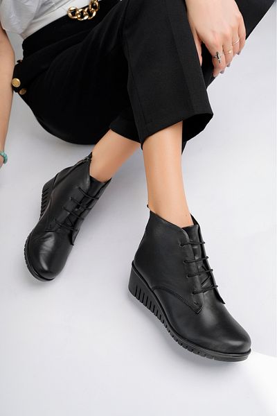 Deripabuc Genuine Leather Black Women's Leather Boots Trc-2002